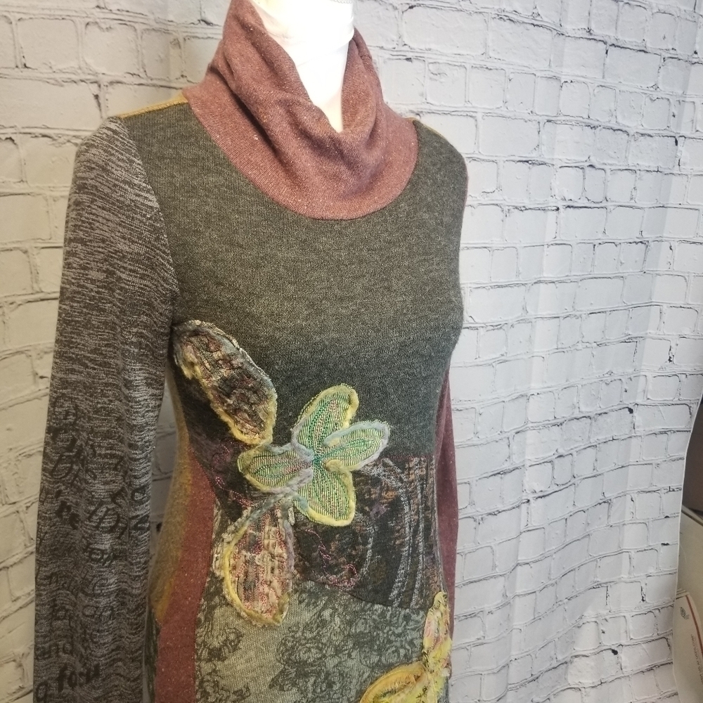 Y2k Bella Carra Art To Wear Artsy Sweater knit dress Atw - Picture 5 of 15